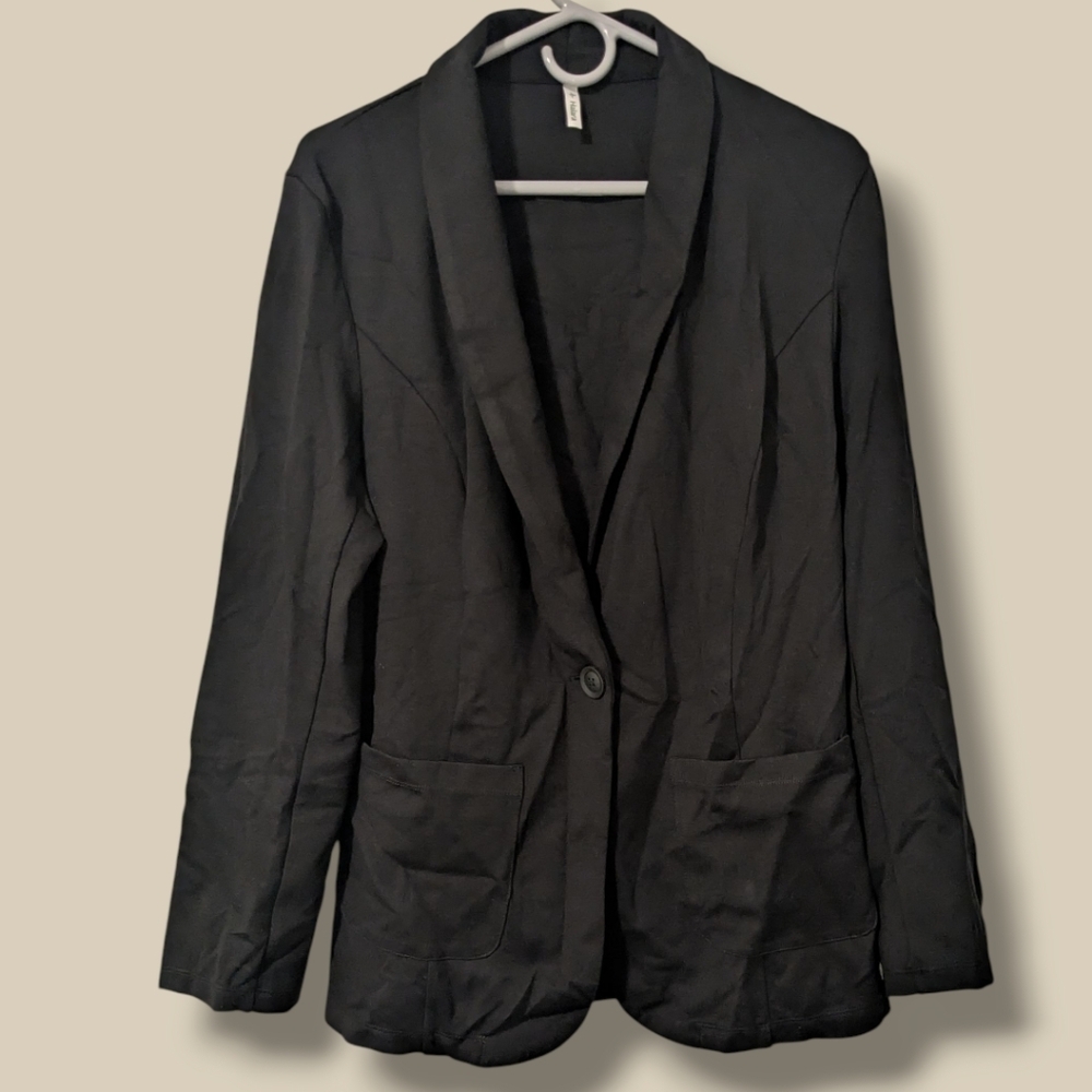 Halara Black Viscose Blend V-Neck Single Button Blazer LG Athleisure Workwear